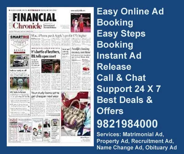 Book ads in Financial Chronicle newspaper